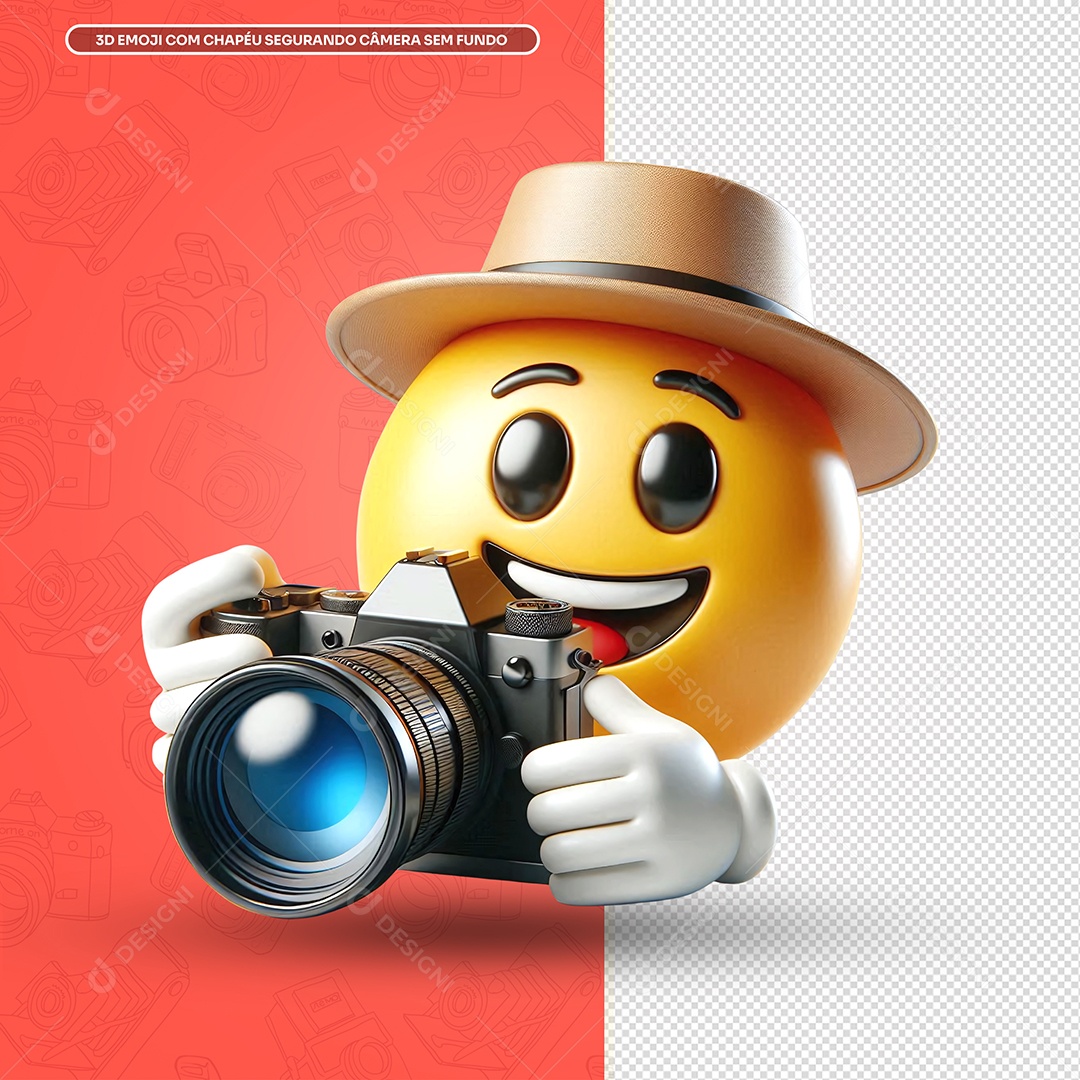 Emoji Sorridente Com Uma Camera Elemento 3D para Composição PSD