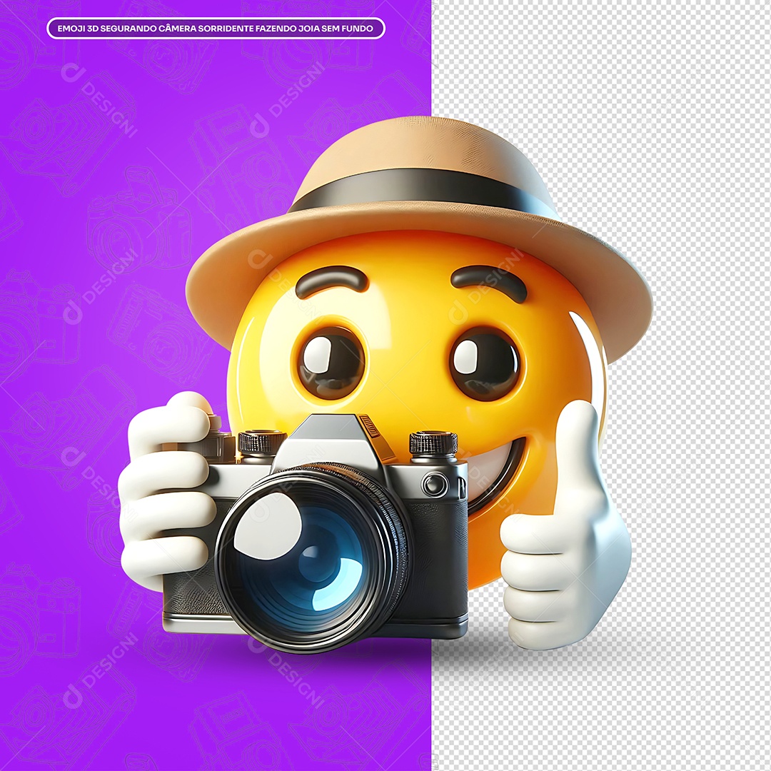 Emoji Reação Sorridente Com Uma Camera Elemento 3D para Composição PSD