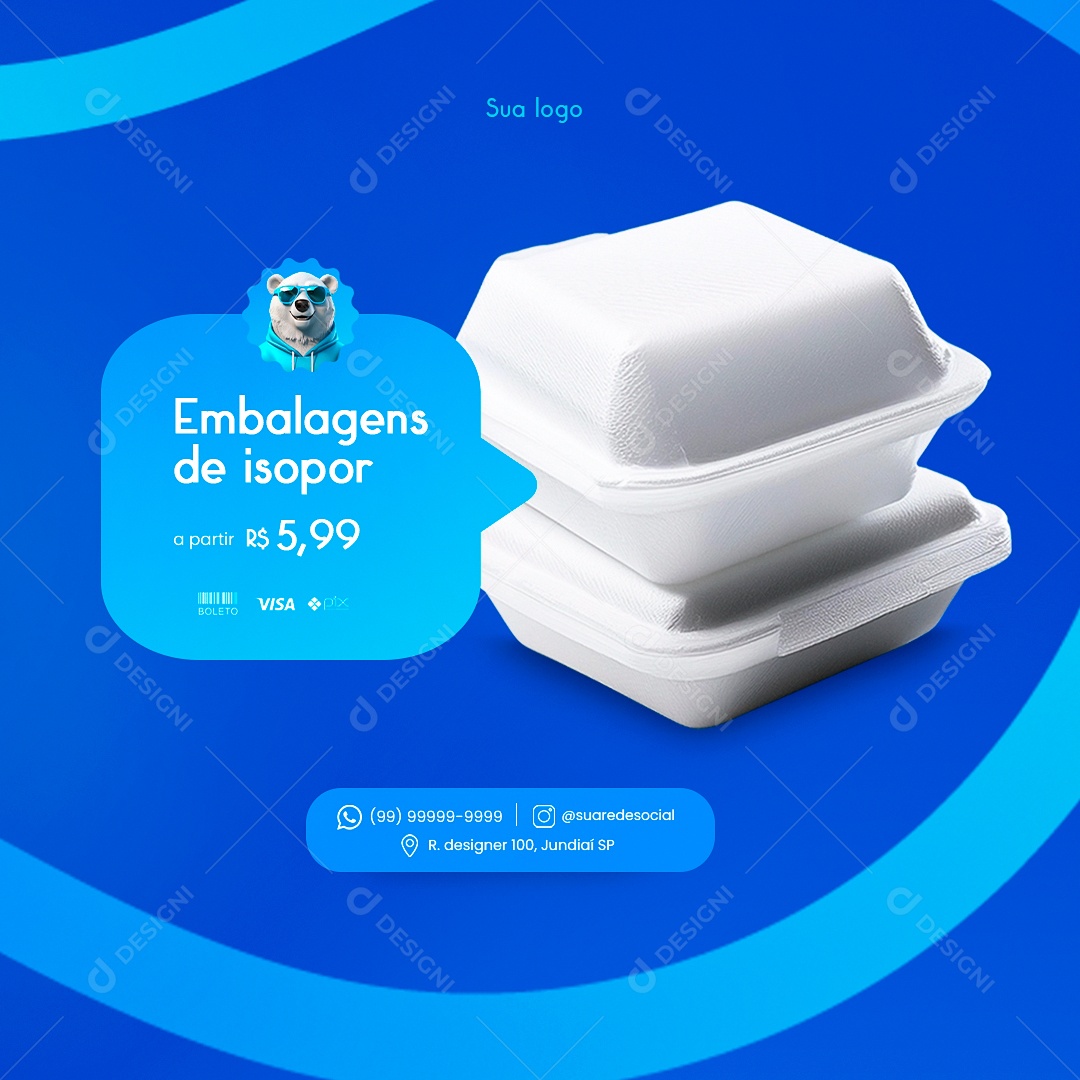 Embalagem de Isopor Social Media PSD Editável