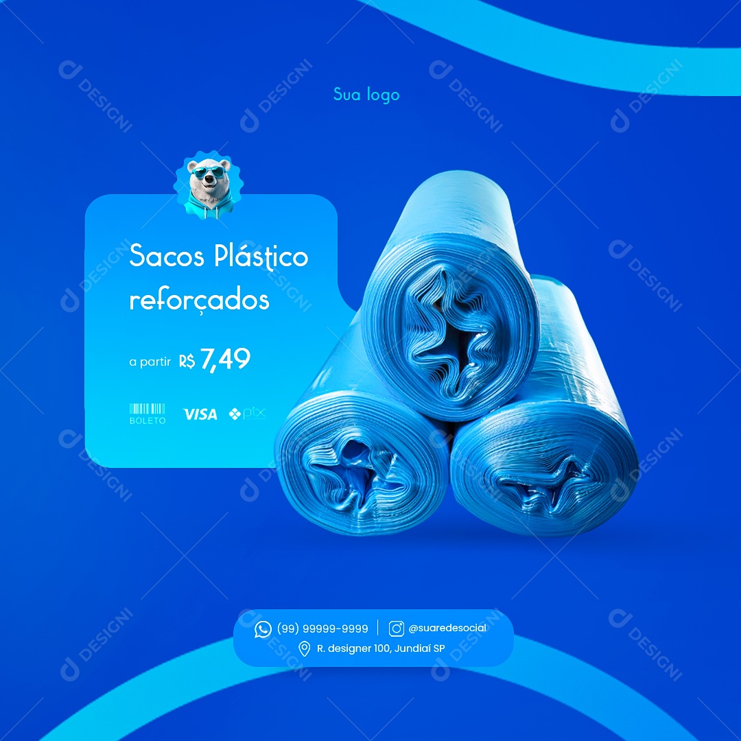 Embalagem Plástica De Lixo Social Media PSD Editável