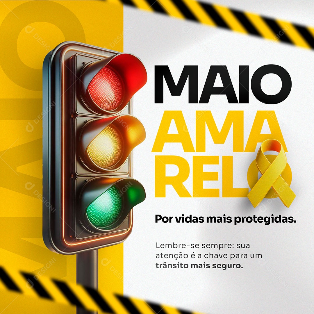 Maio Amarelo por Vidas mais Protegidas Social Media PSD Editável