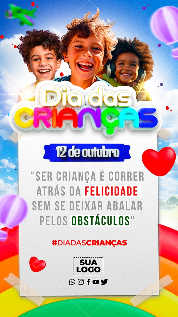 Story Dia Das Crianças Social Media PSD Editável