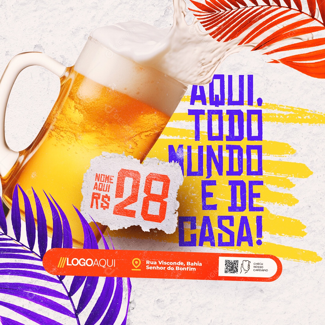 Petiscaria Aqui Todo Mundo é De Cas Social Media PSD Editável