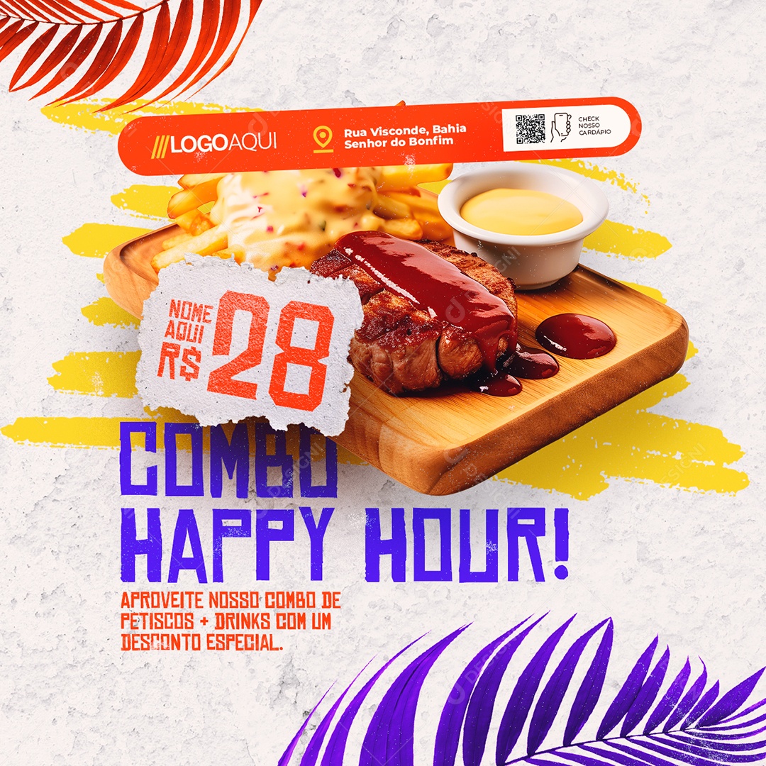Petiscaria Combo Happy Hour Social Media PSD Editável