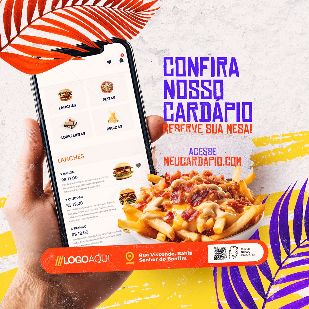 Petiscaria Confira nosso Cardápio Social Media PSD Editável