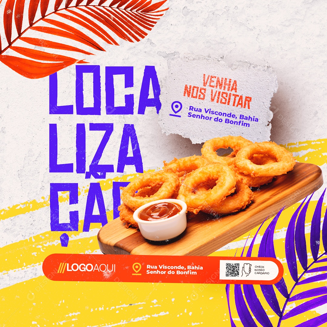 Petiscaria Localização Venha nos Visitar Social Media PSD Editável
