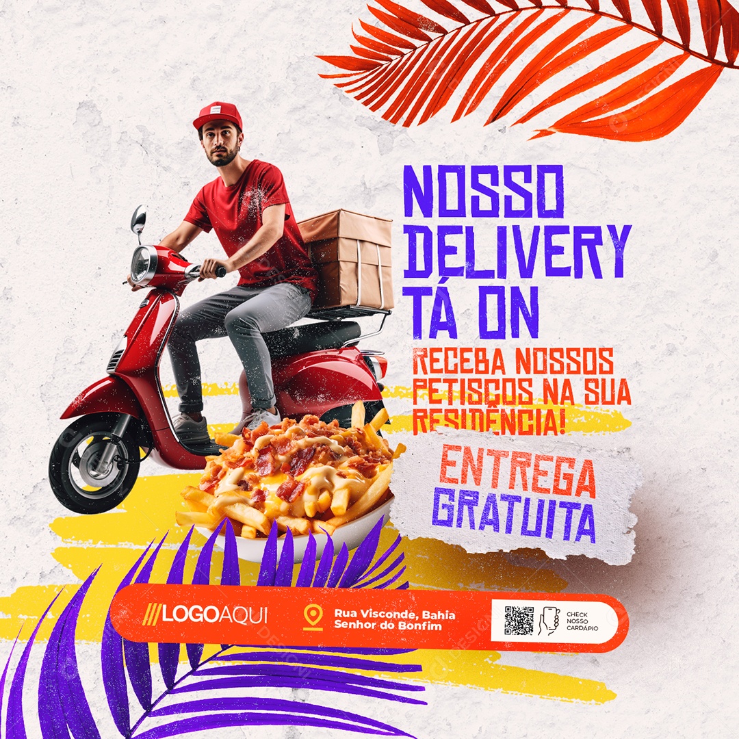 Petiscaria Nosso Delivery On Social Media PSD Editável