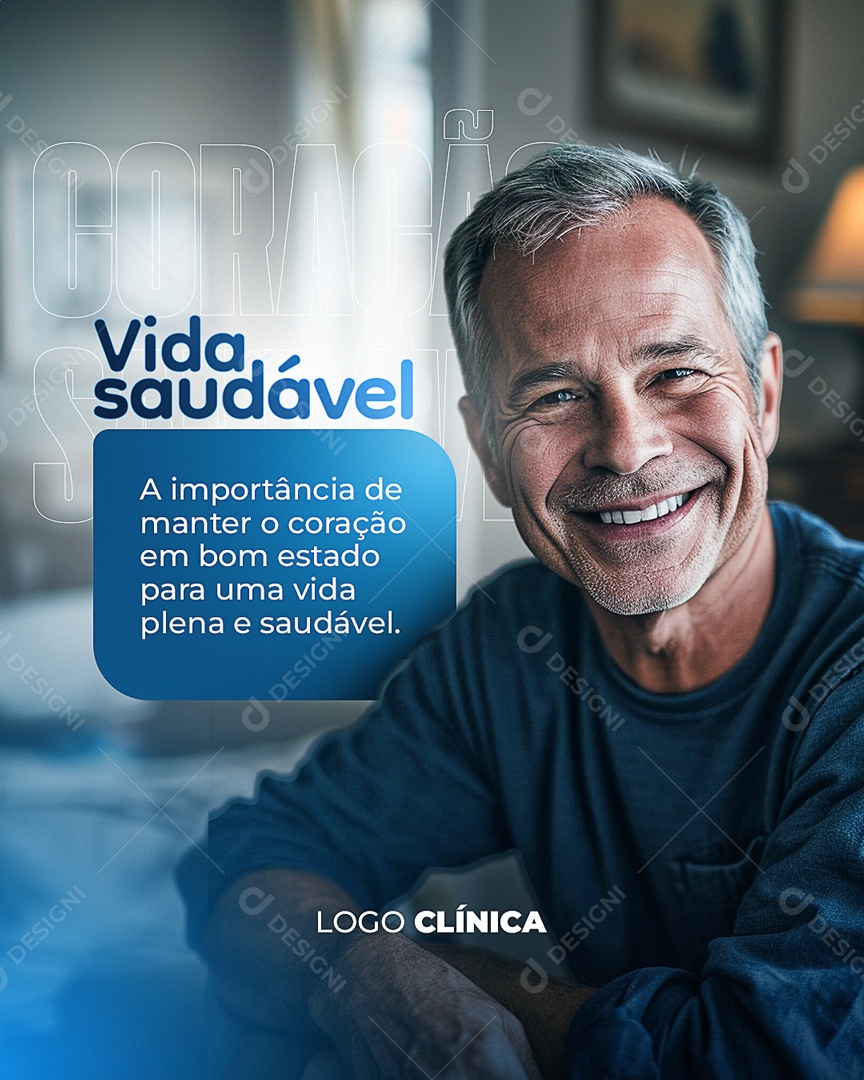 Coração e Vida Saudável Social Media PSD Editável