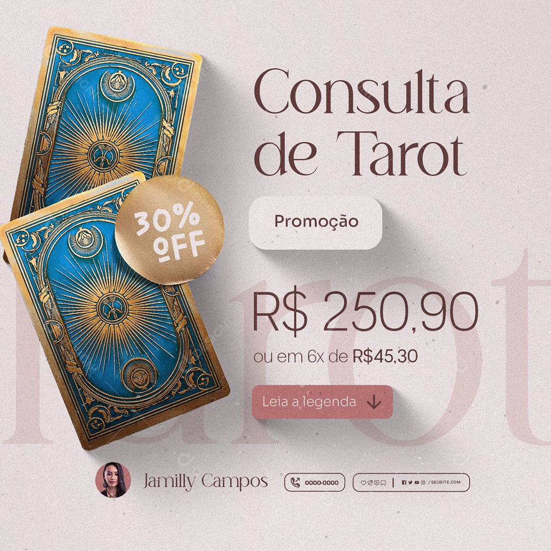 Taróloga Consulta de Tarot Promoção Social Media PSD Editável