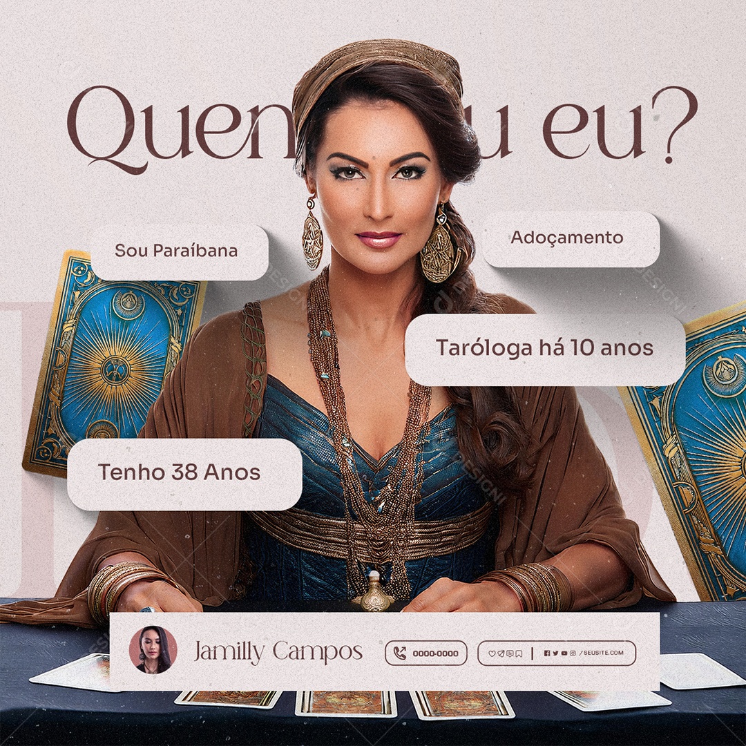 Taróloga Quem Sou Eu Adoçamento Social Media PSD Editável