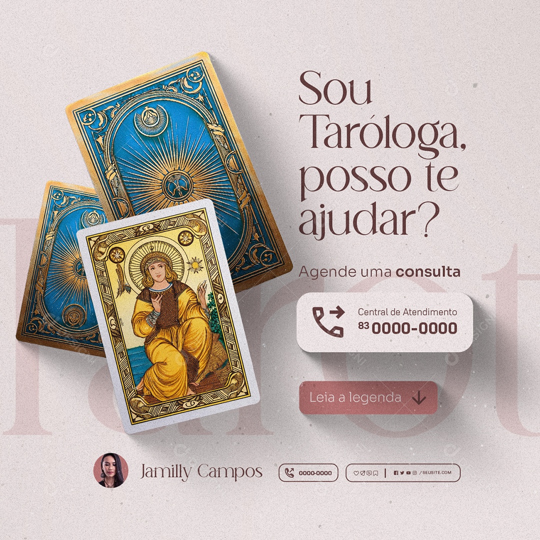 Sou Taróloga Posso te Ajudar Social Media PSD Editável