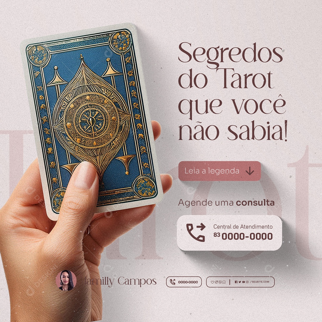 Taróloga Segredos do Tarot Social Media PSD Editável
