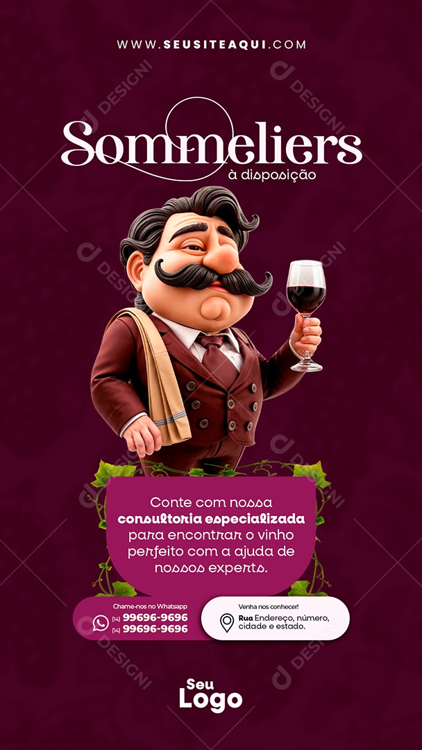 Story Sommeliers a Disposição Social Media PSD Editável