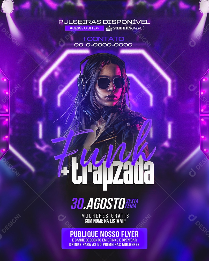 Social Media Flyer Funk Trapzada PSD Editável