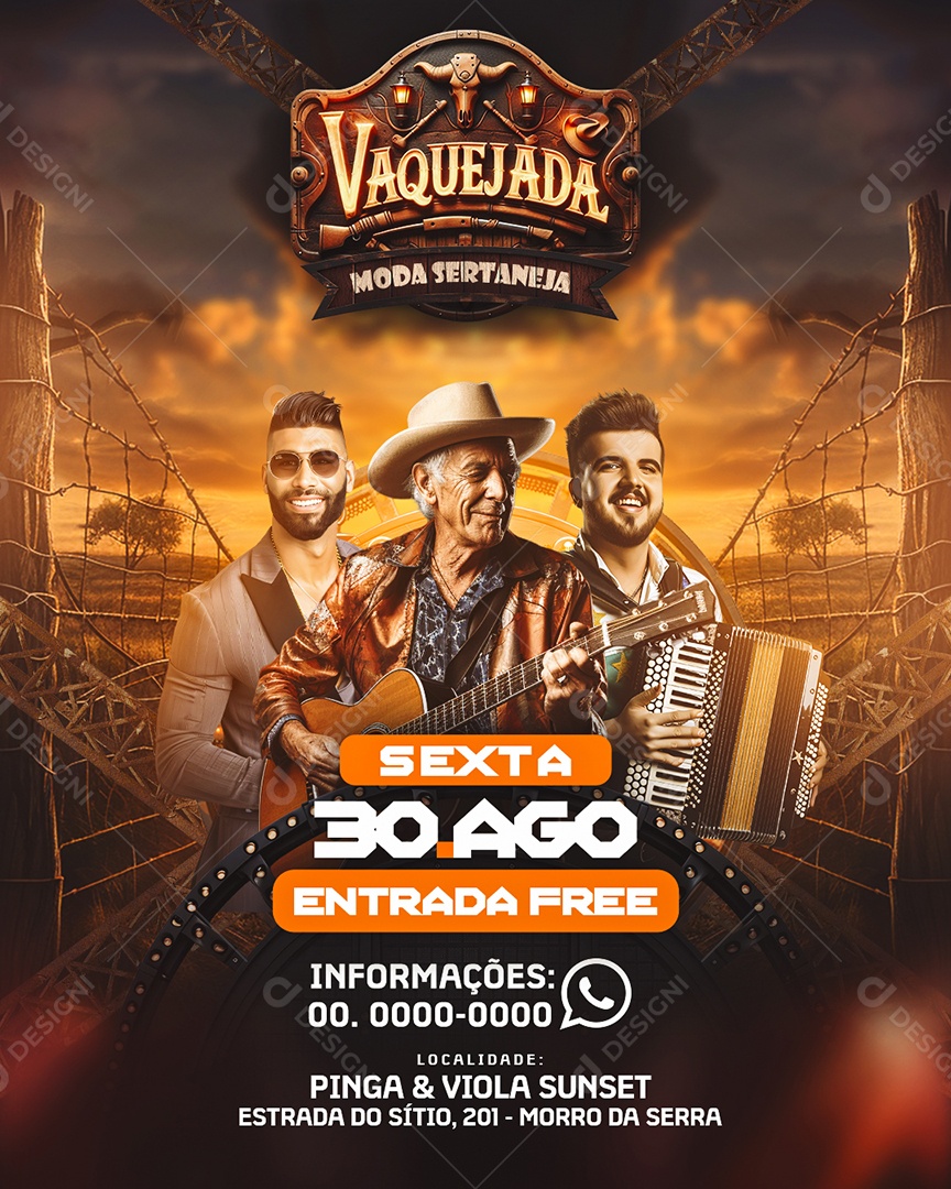 Flyer Vaquejada Moda Sertaneja Social Media PSD Editável