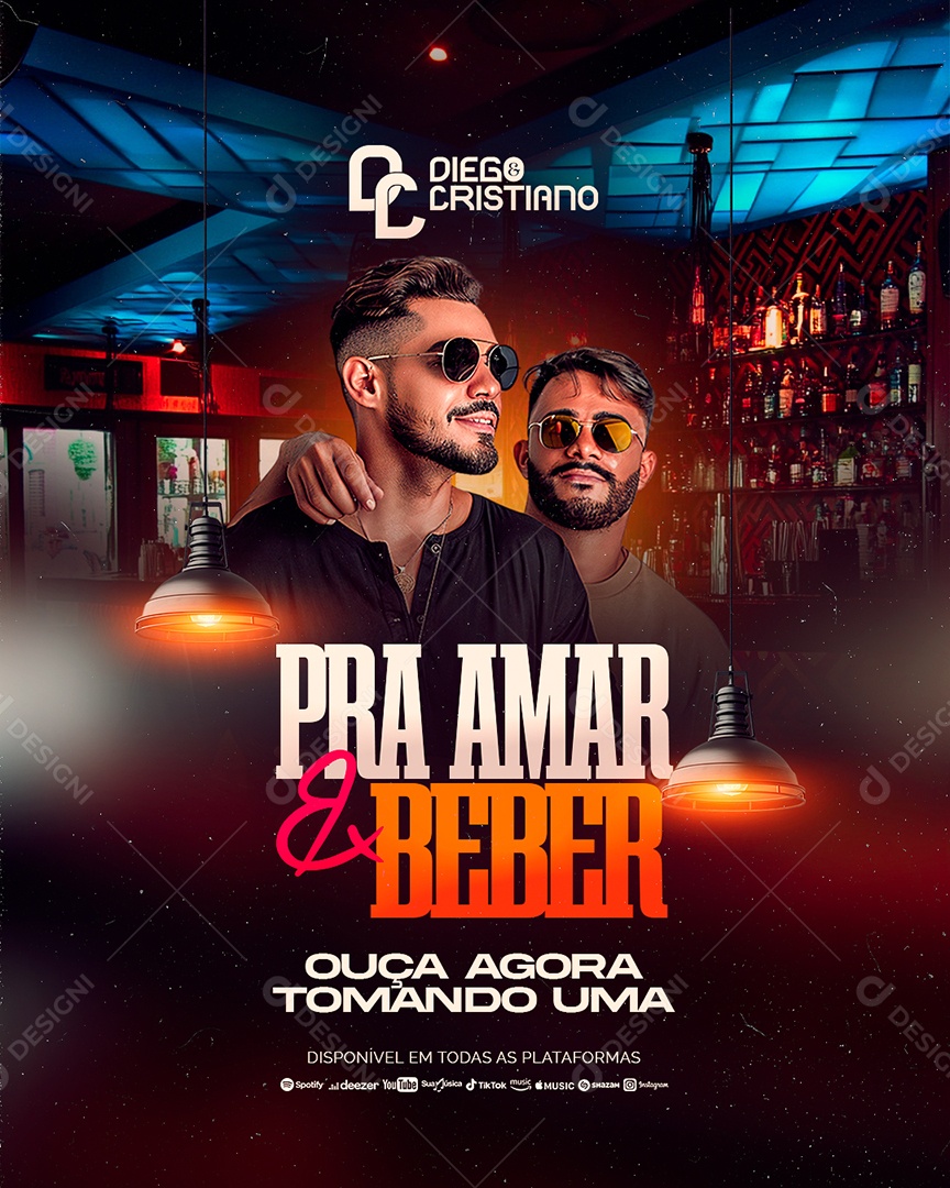 Flyer Diego e Cristiano Pra Amar e Beber Social Media PSD Editável