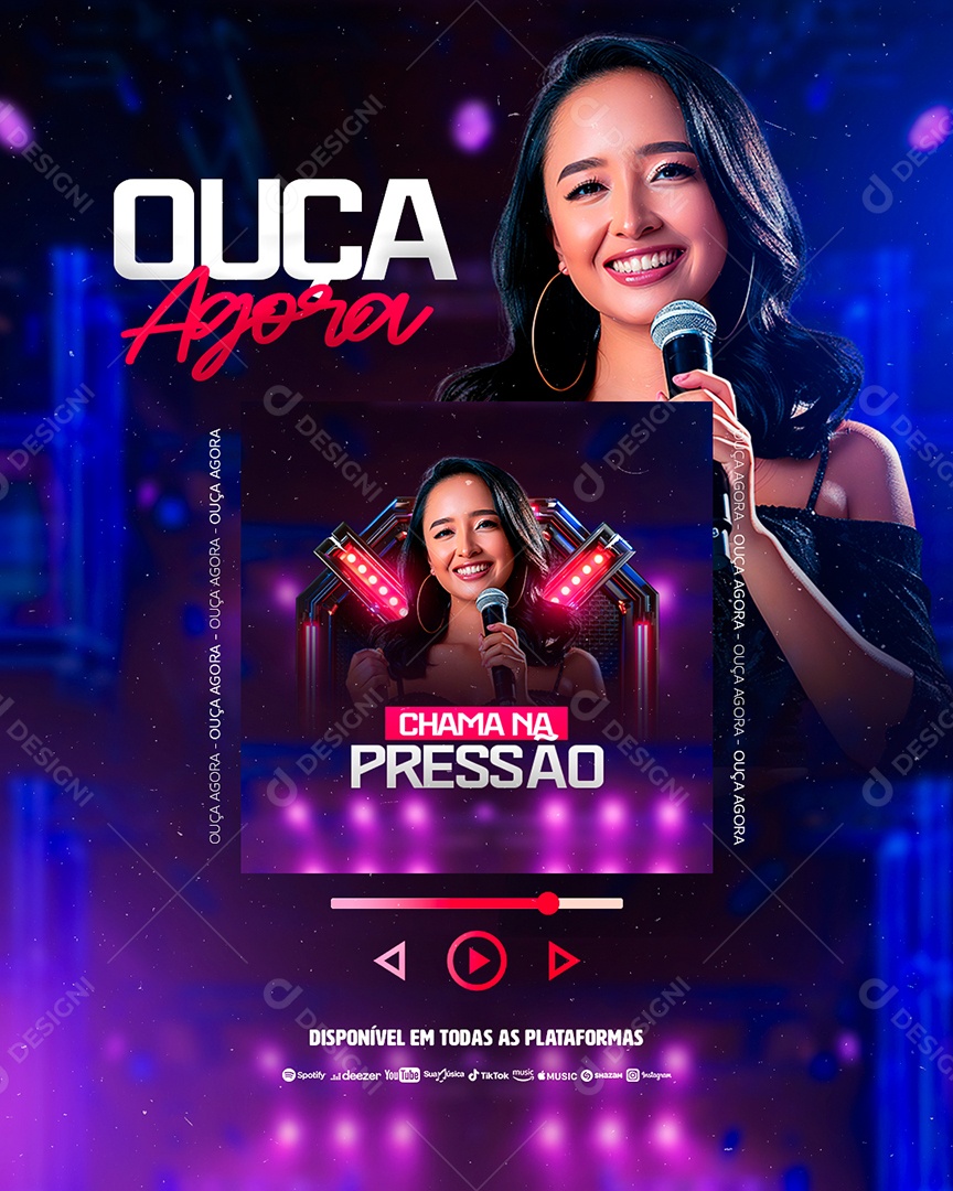 Flyer Ouça Agora Chama na Pressão Social Media PSD Editável