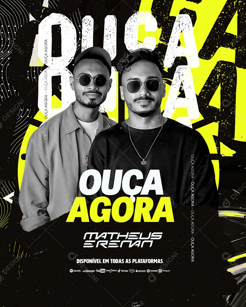 Flyer Ouça Agora Matheus e Renan Social Media PSD Editável