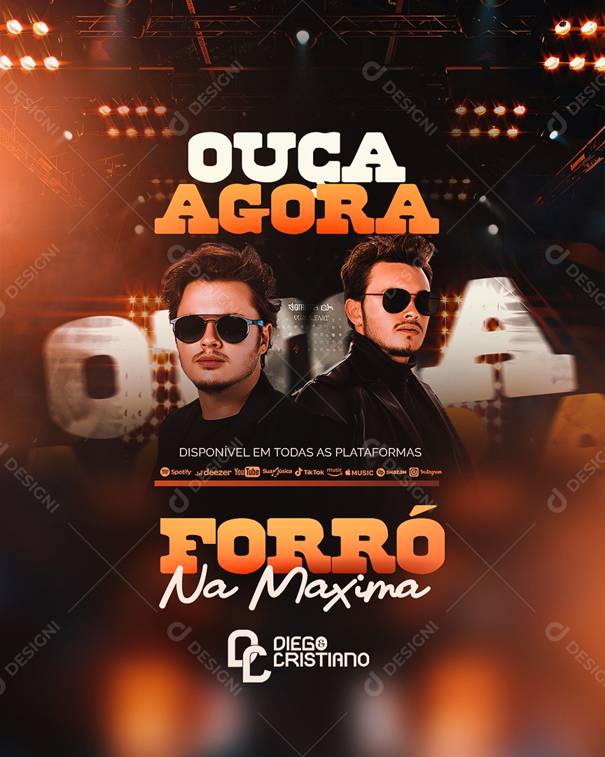 Flyer Ouça Agora Forró na Maxima Social Media PSD Editável