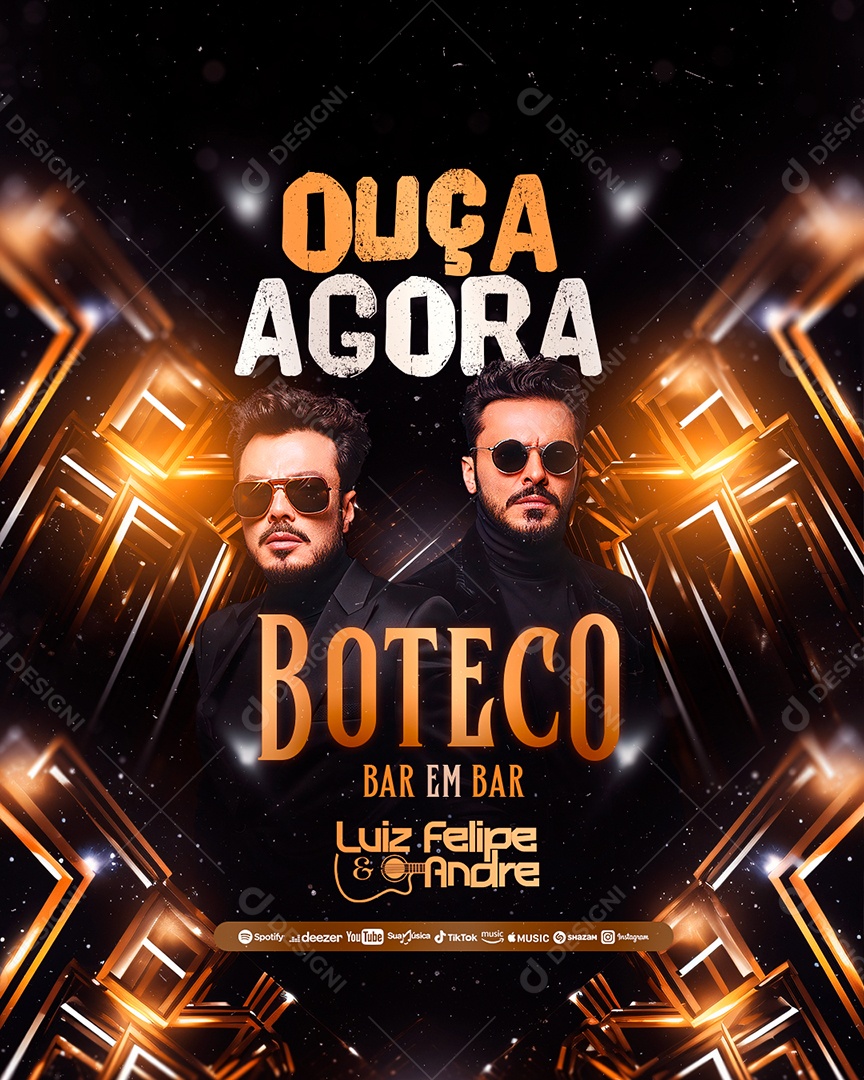 Flyer Ouça Agora Boteco Bar em Bar Social Media PSD Editável