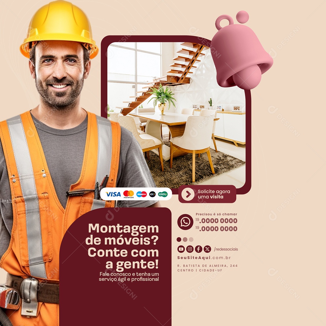 Montador de Móveis Montagem de Móveis Social Media PSD Editável