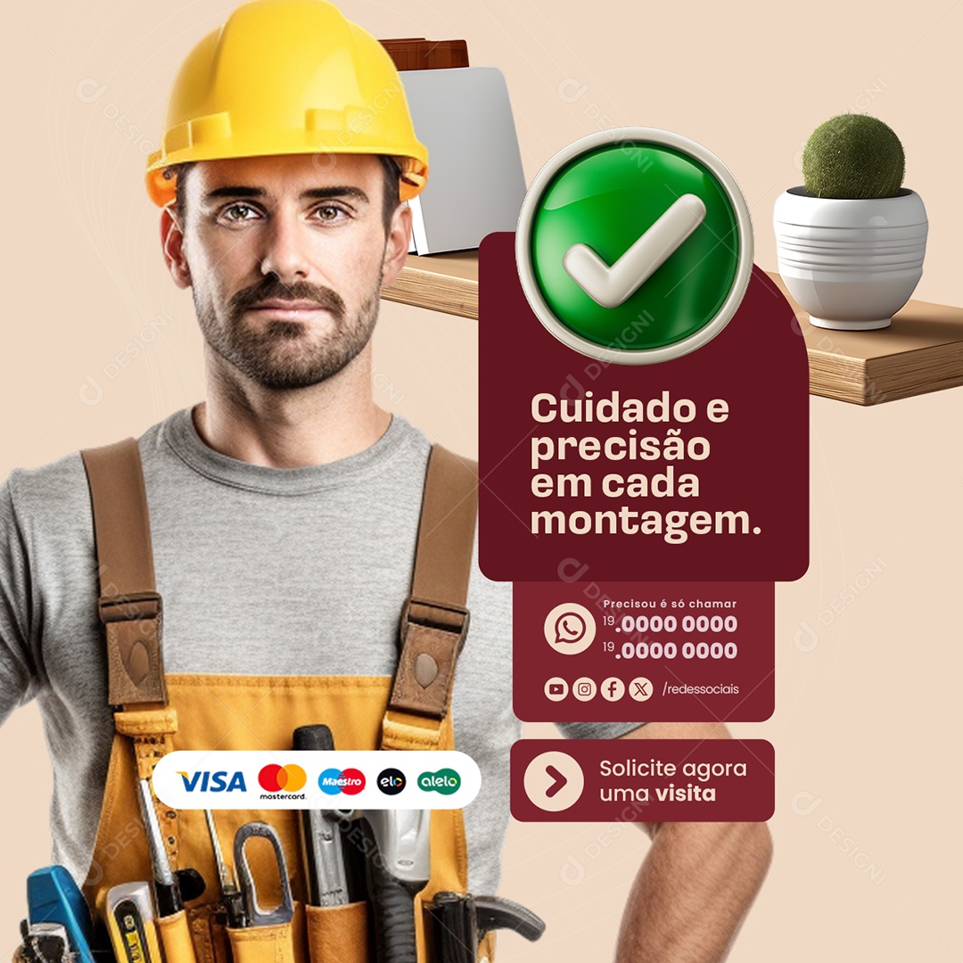 Montador de Móveis Solicite Agora uma Visita Social Media PSD Editável