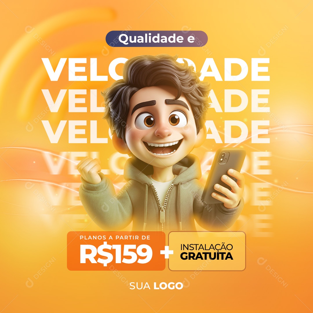 Qualidade e Velocidade Social Media PSD Editável