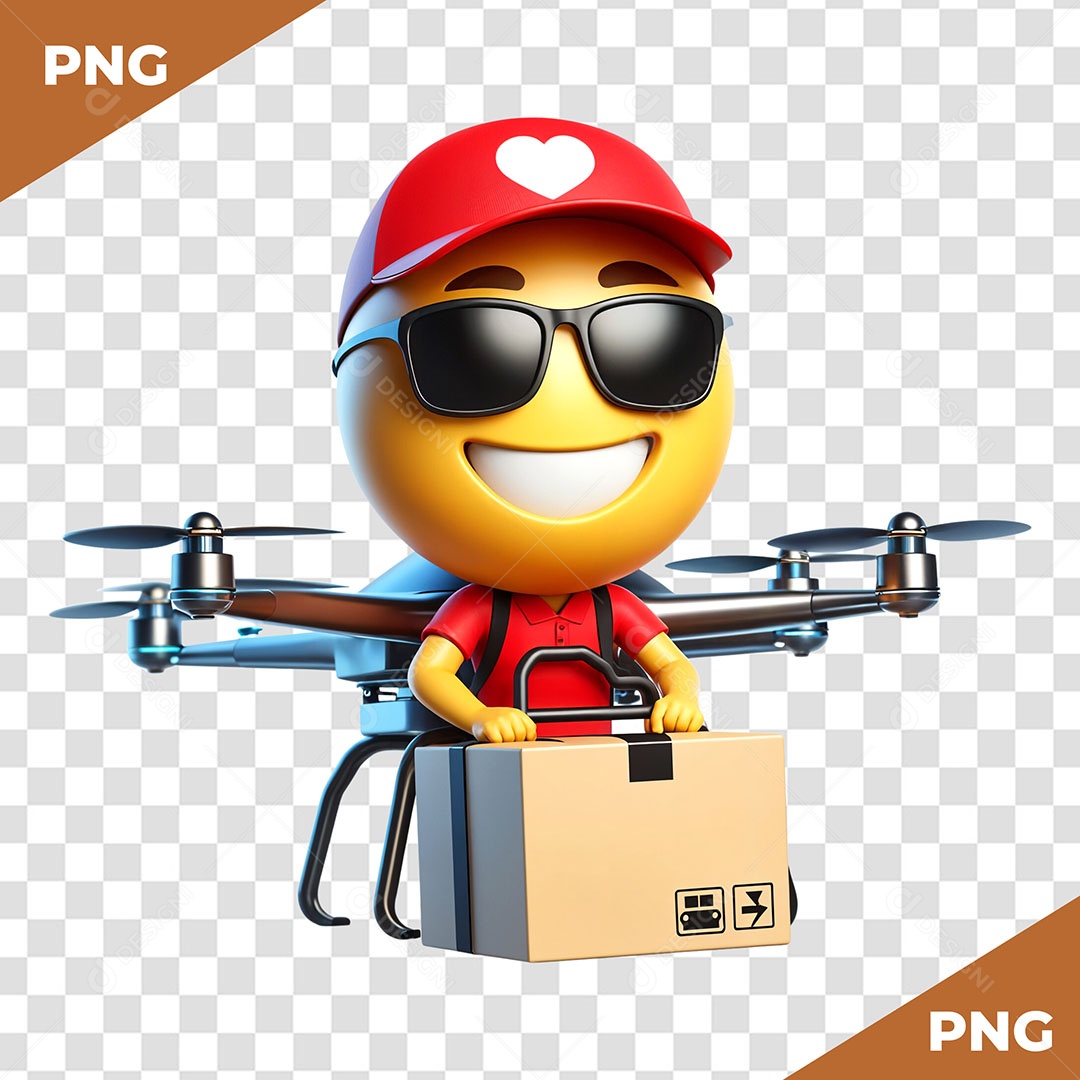 Emoji Fazendo Entrega Elemento 3D para Composição PSD