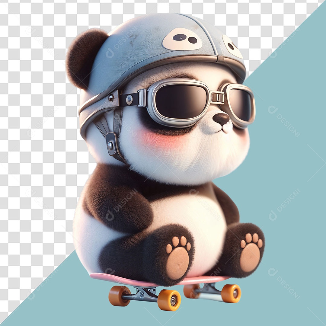 Panda Usando Óculos Elemento 3D para Composição PSD