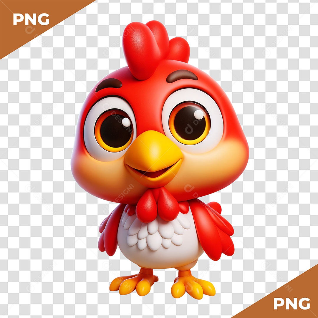 Galinha Feliz Elemento 3D para Composição PSD