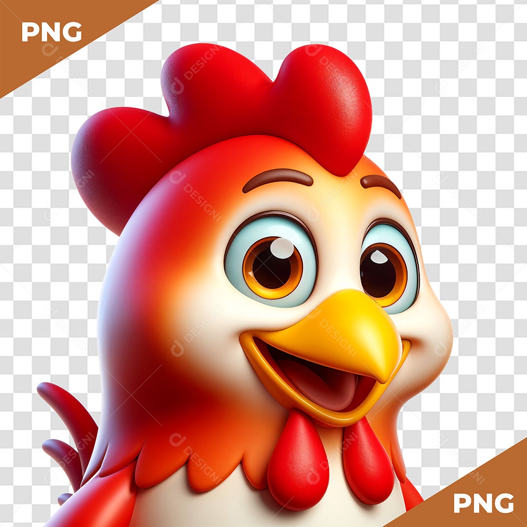 Galinha Fofa Elemento 3D para Composição PSD