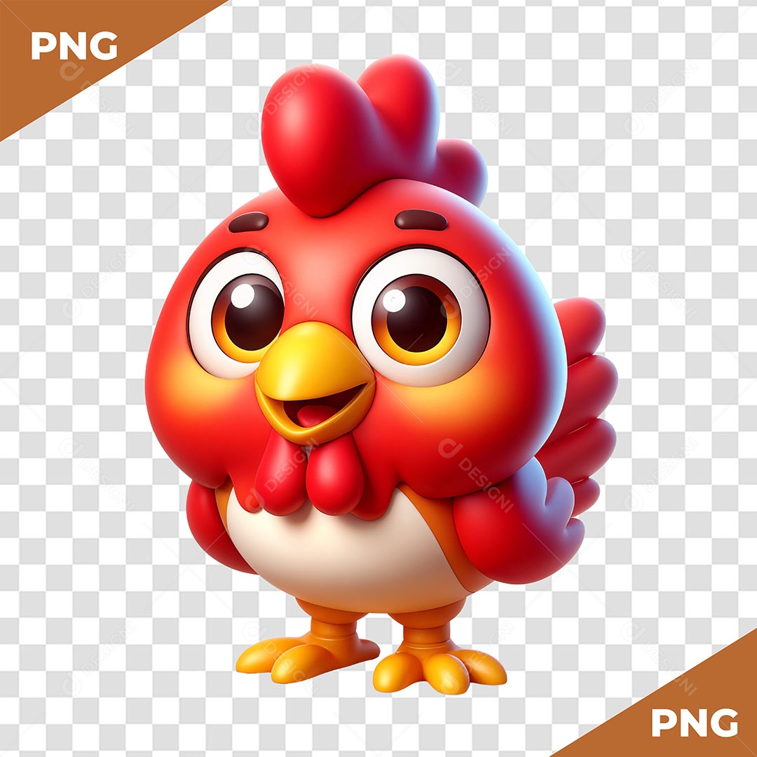Galinha Personagem Elemento 3D para Composição PSD