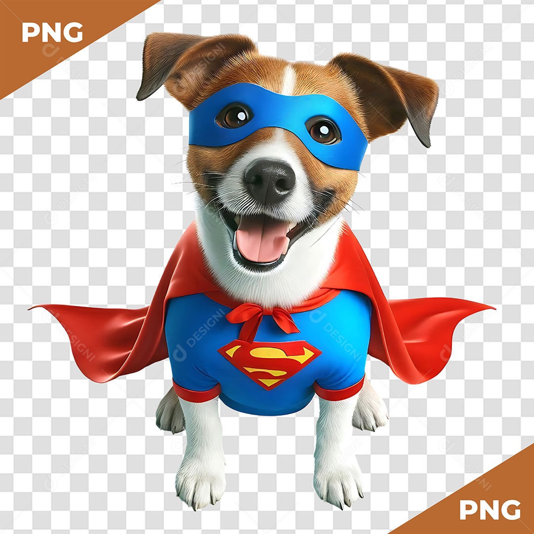 Cachorro com Fantasia Elemento 3D para Composição PSD