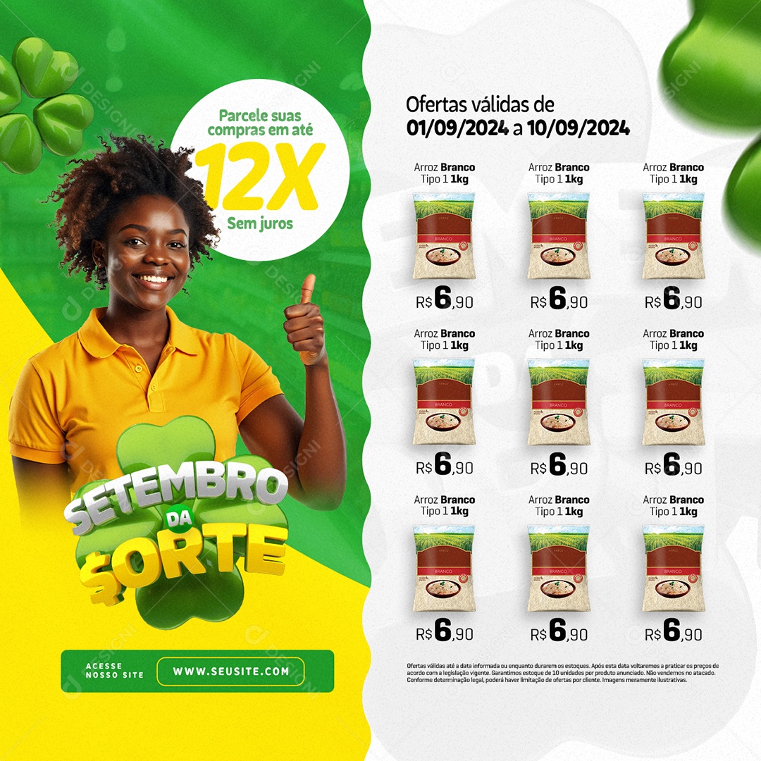 Setembro da Sorte Supermercado Ofertas Social Media PSD Editável