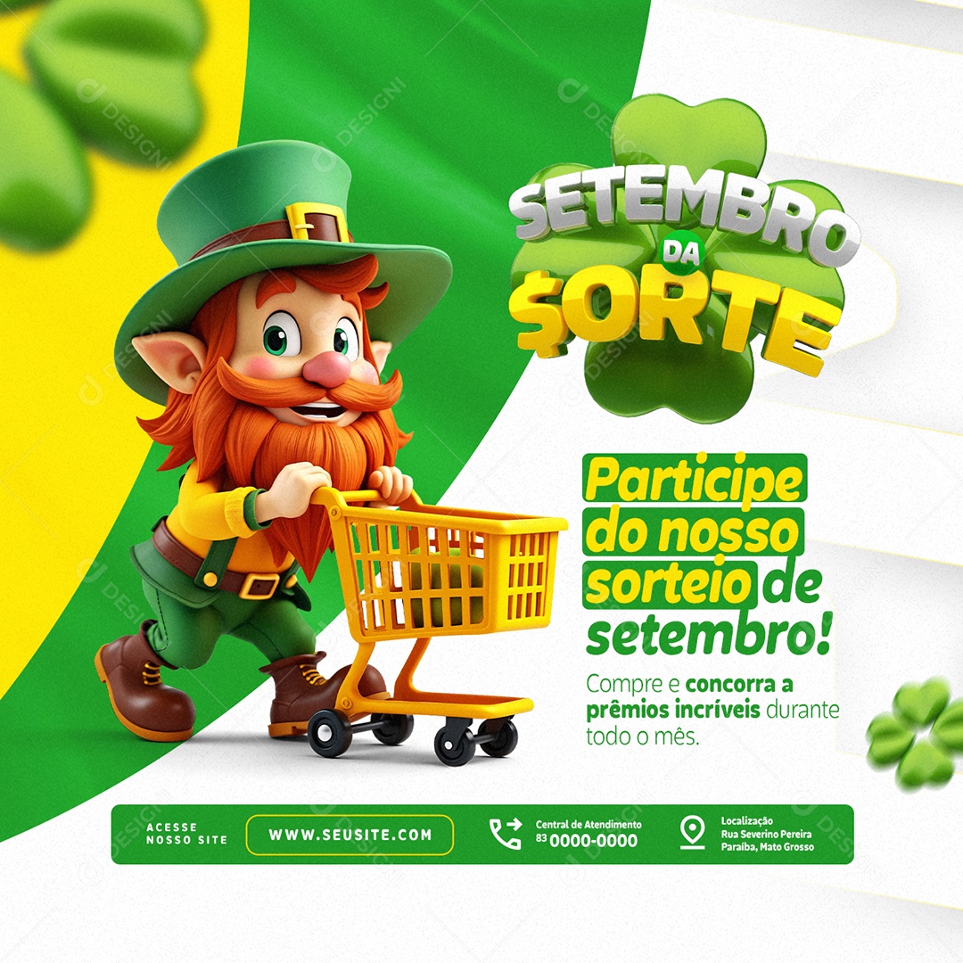 Setembro da Sorte Supermercado Participe do Nosso Sorteio Social Media PSD Editável