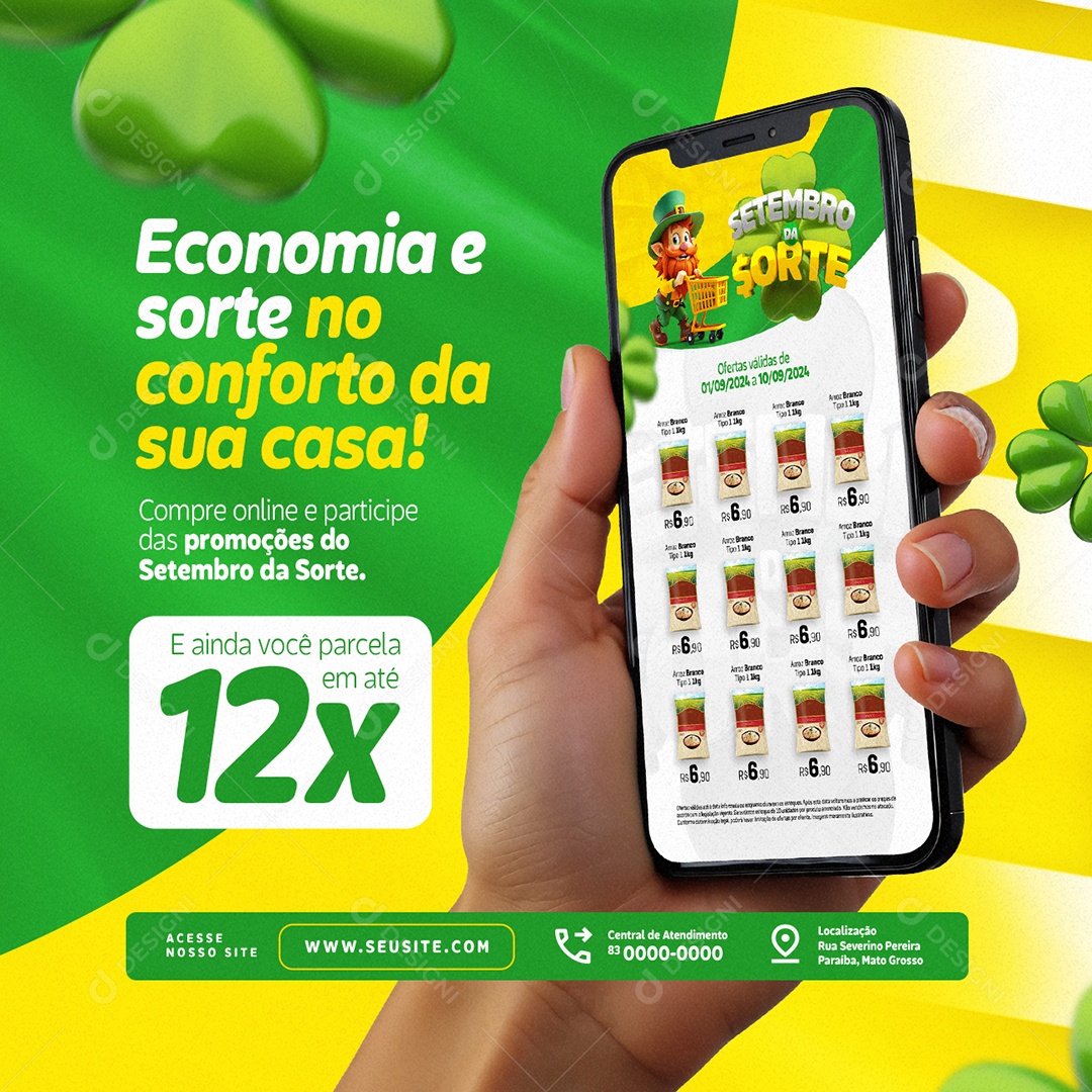 Setembro da Sorte Supermercado Economia e Sorte Social Media PSD Editável