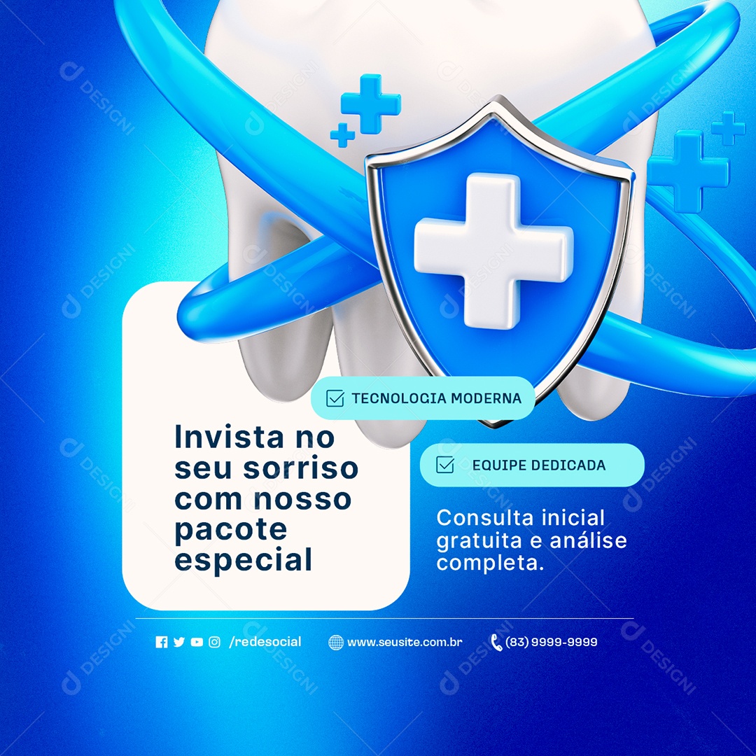 Dentista Invista no Seu Sorriso Social Media PSD Editável