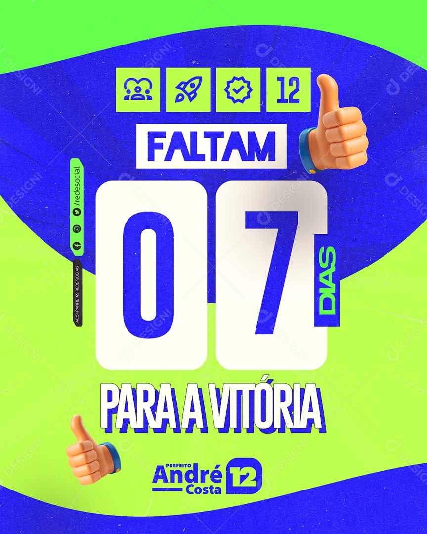 Política Faltam 07 Dias para A Vitória Social Media PSD Editável