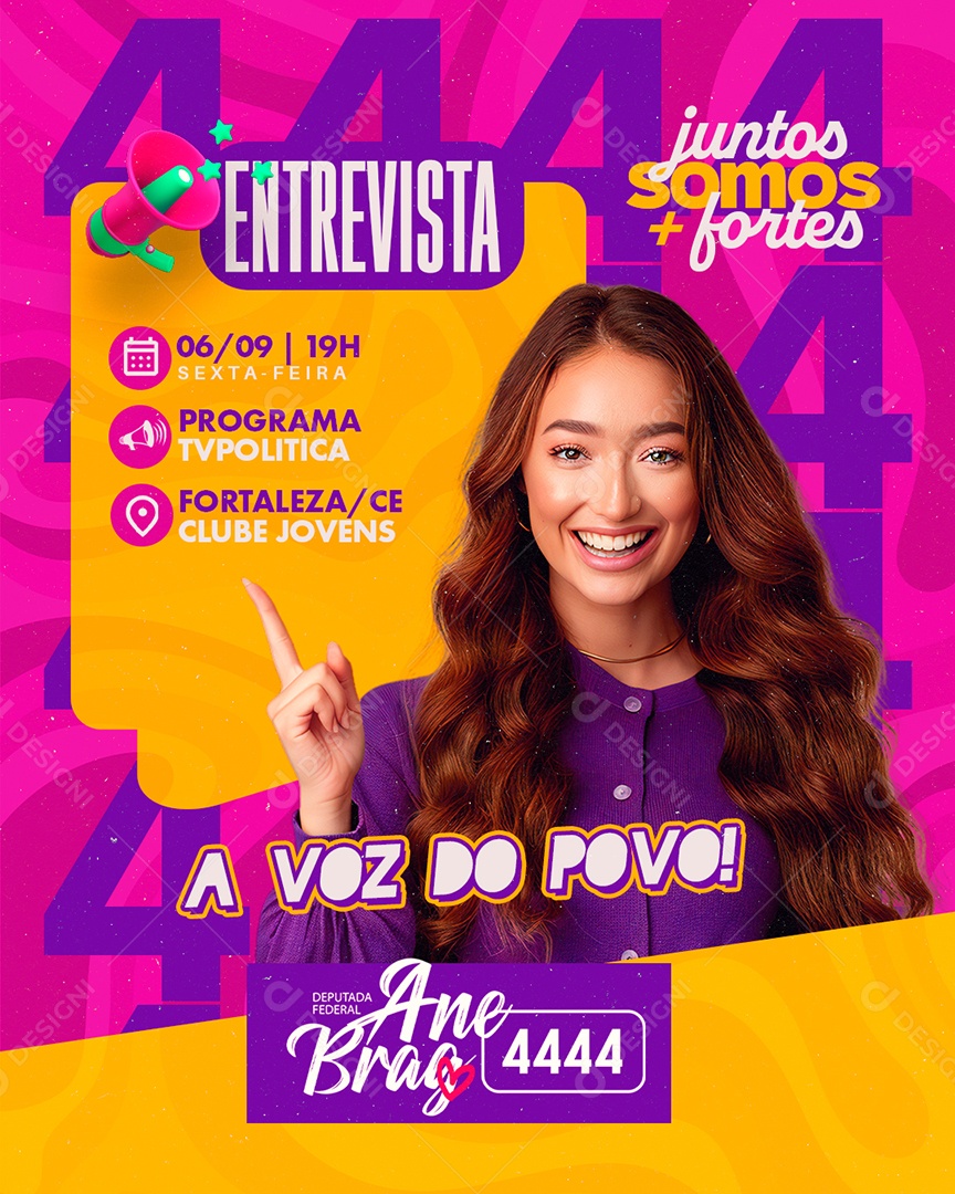 Política Entrevista Deputada Federal Ane Brag Social Media PSD Editável