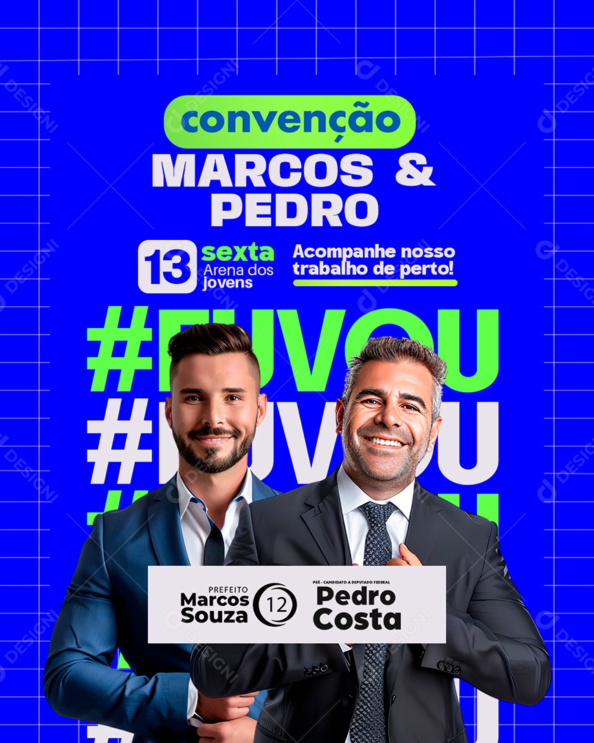 Política Convenção Marcos e Pedro Social Media PSD Editável