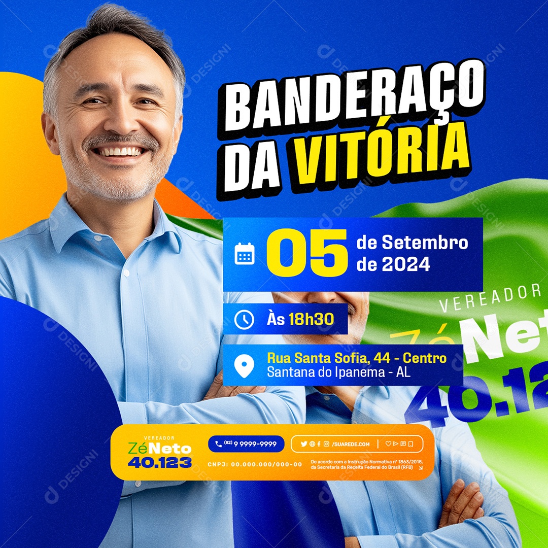 Social Media Eleição Bandeirada da Vitória Vereador Zé Neto PSD Editável