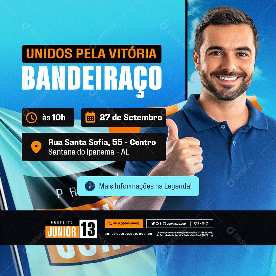 Eleição Bandeirada da Vitória Prefeito Junior Social Media PSD Editável