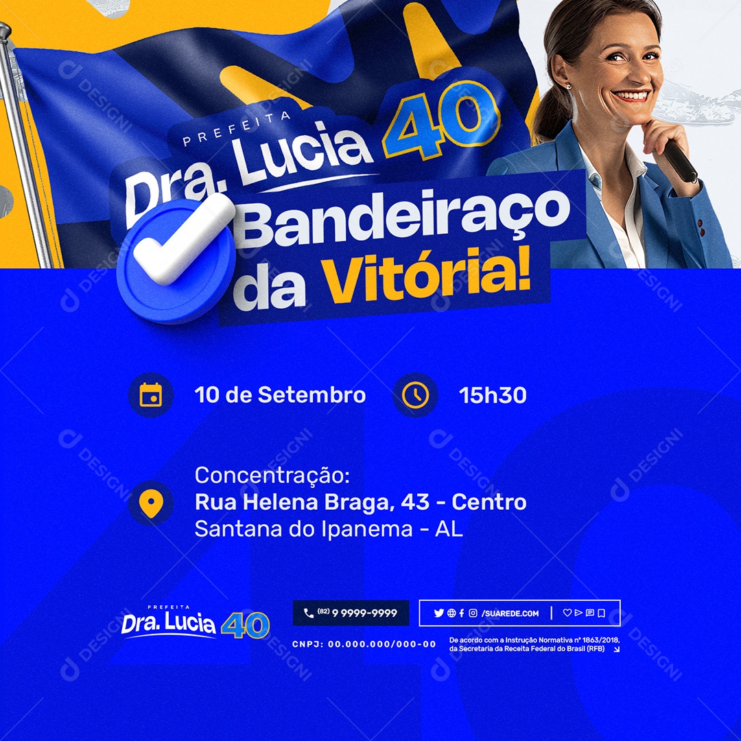 Eleição Bandeirada da Vitória Prefeita Dra Lucia Social Media PSD Editável