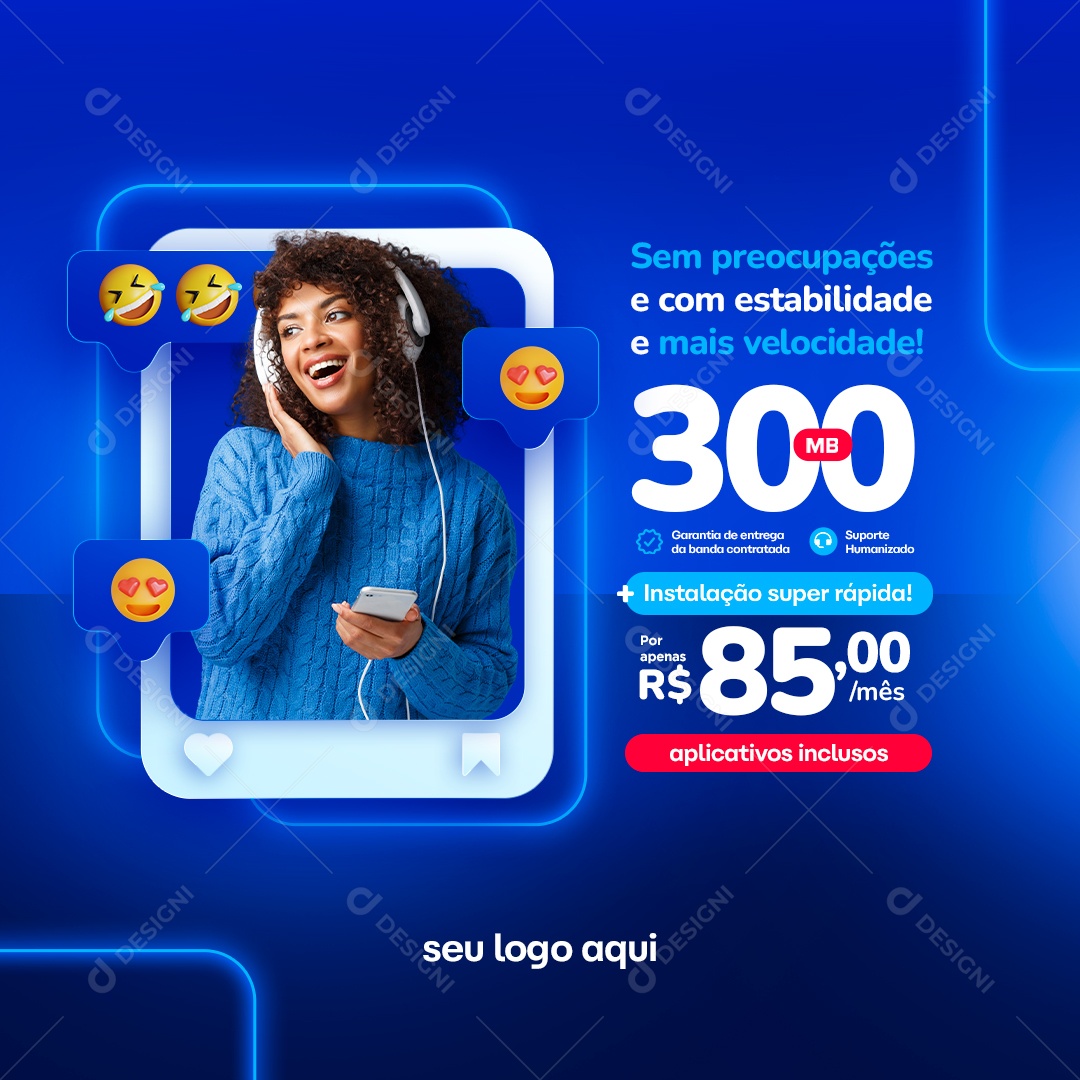 Provedora de Internet Promoção de 300MB Social Media PSD Editável