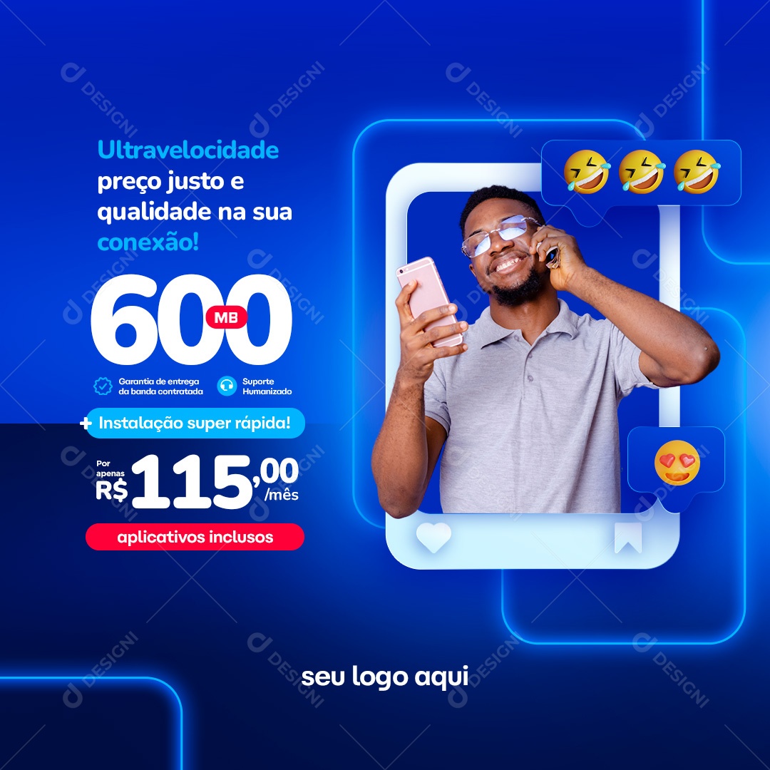 Provedora de Internet Promoção de 600MB Social Media PSD Editável