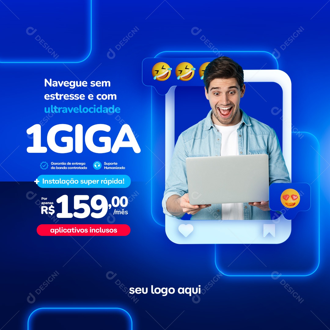 Provedora de Internet Promoção de 1GB Social Media PSD Editável