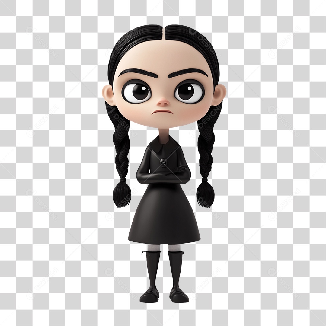 Personagem 3D Wandinha Addams Halloween PNG Transparente