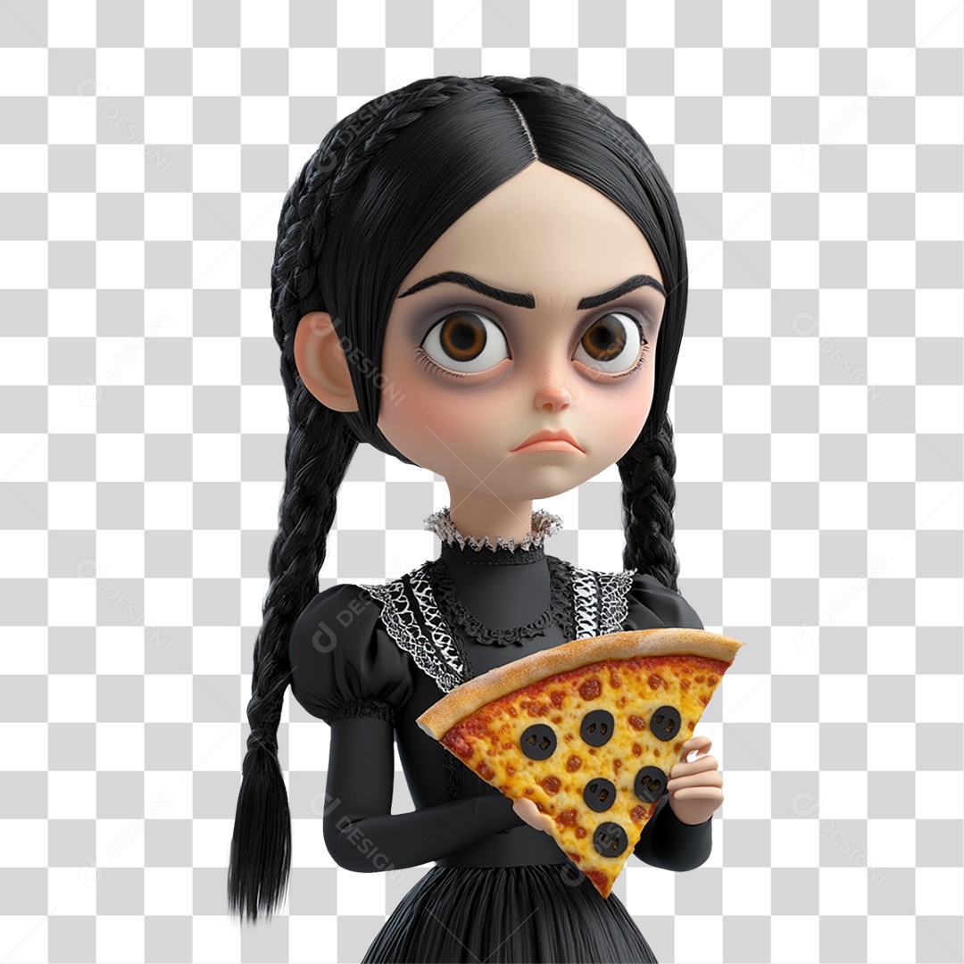 Character 3D Wandinha Addams Halloween PNG Transparent