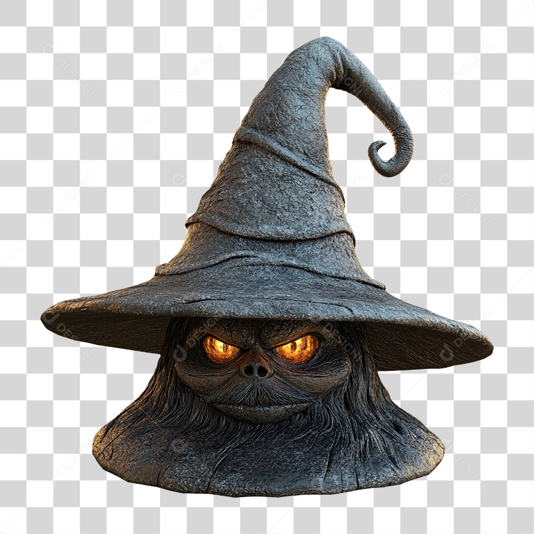 Elemento 3D Chapéu de Bruxa Halloween PNG Transparente