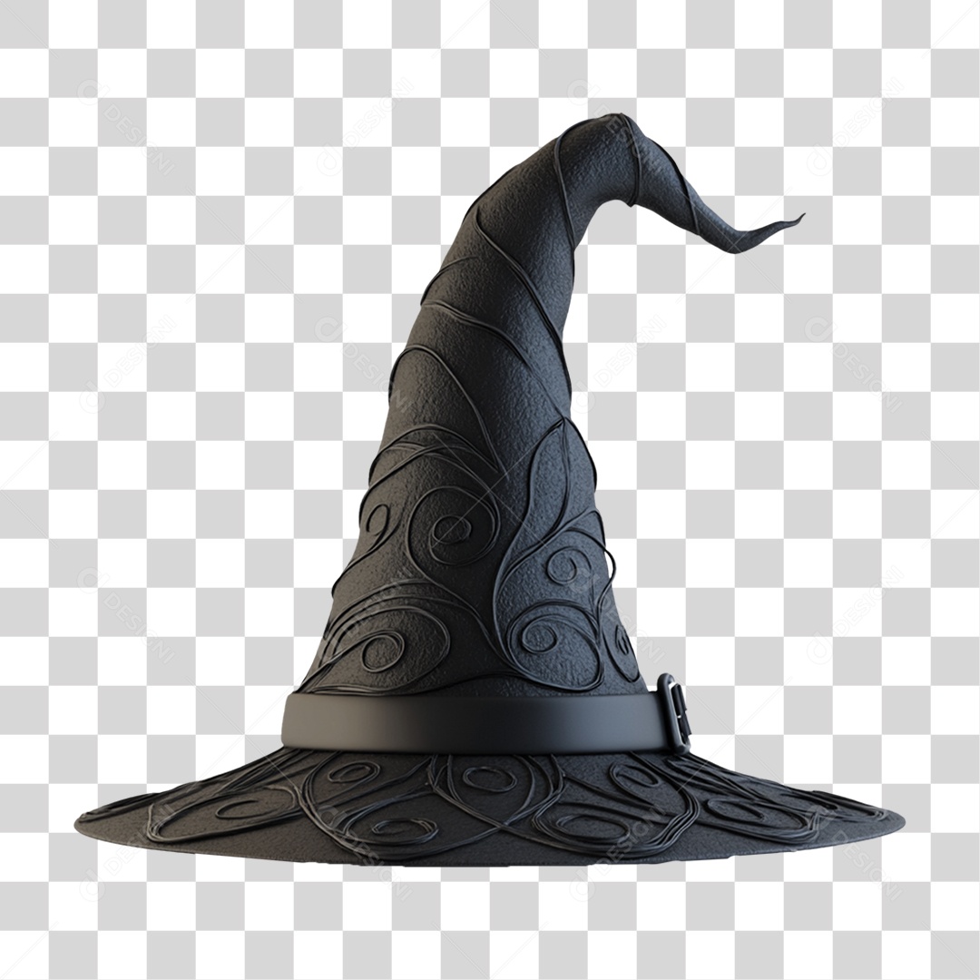 Elemento 3D Chapéu de Bruxa Halloween PNG Transparente